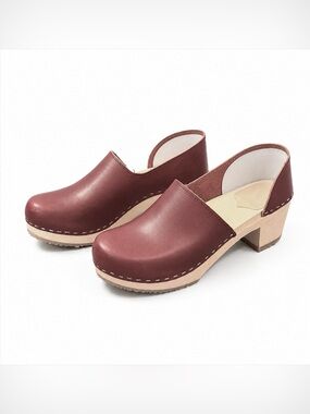 SANDGRENS Swedish Handmade Brett Bordeaux Wooden Closed-Back Clog